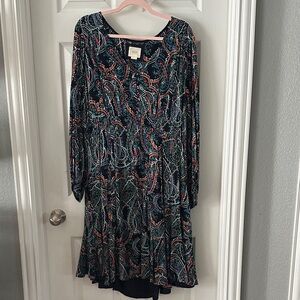 Maeve Paisley Long Sleeve Dress